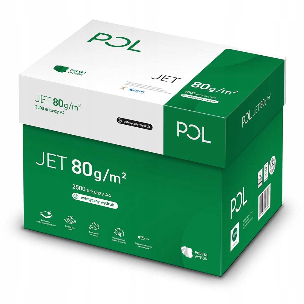 

Papier Ksero A4 PolJet 80g klasa A 2500 arkuszy