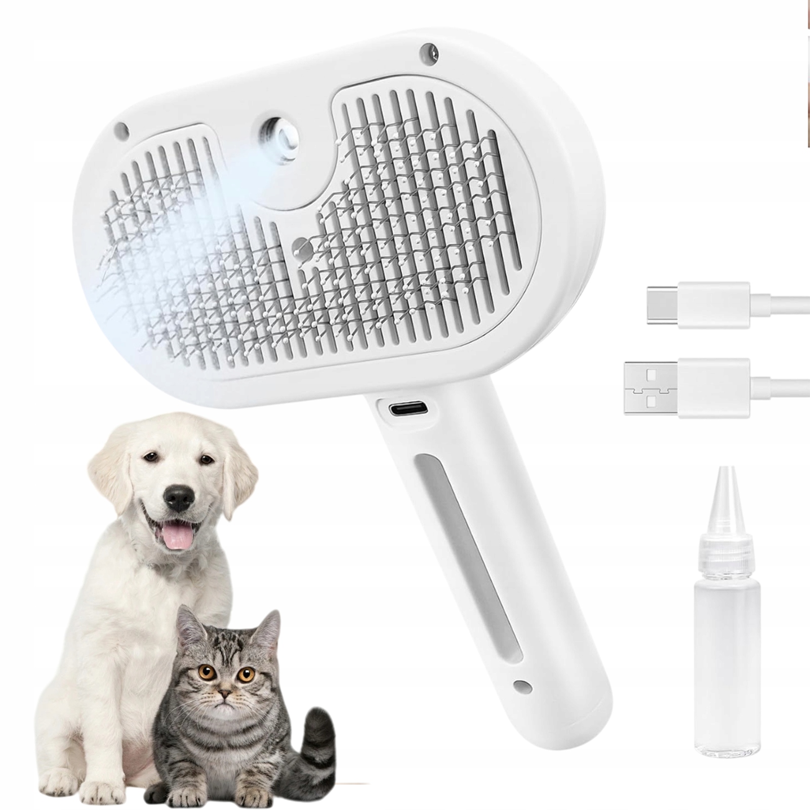 Levně Groomingový Kartáč Pro Zvířata – Parní, Odstraňuje Srst, Masíruje, Type-c