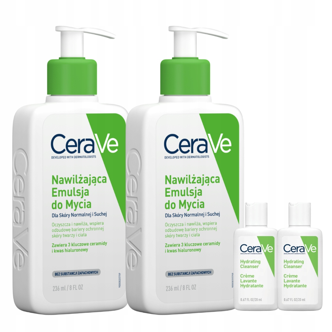 CeraVe Nawilżająca Emulsja do Mycia 236ml Dla Skóry Normalnej i Suchej x2
