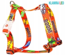 Levně Moon Style – Postroj pro psa s Led sponou – Guard – Graffiti Red Moon – 25 mm