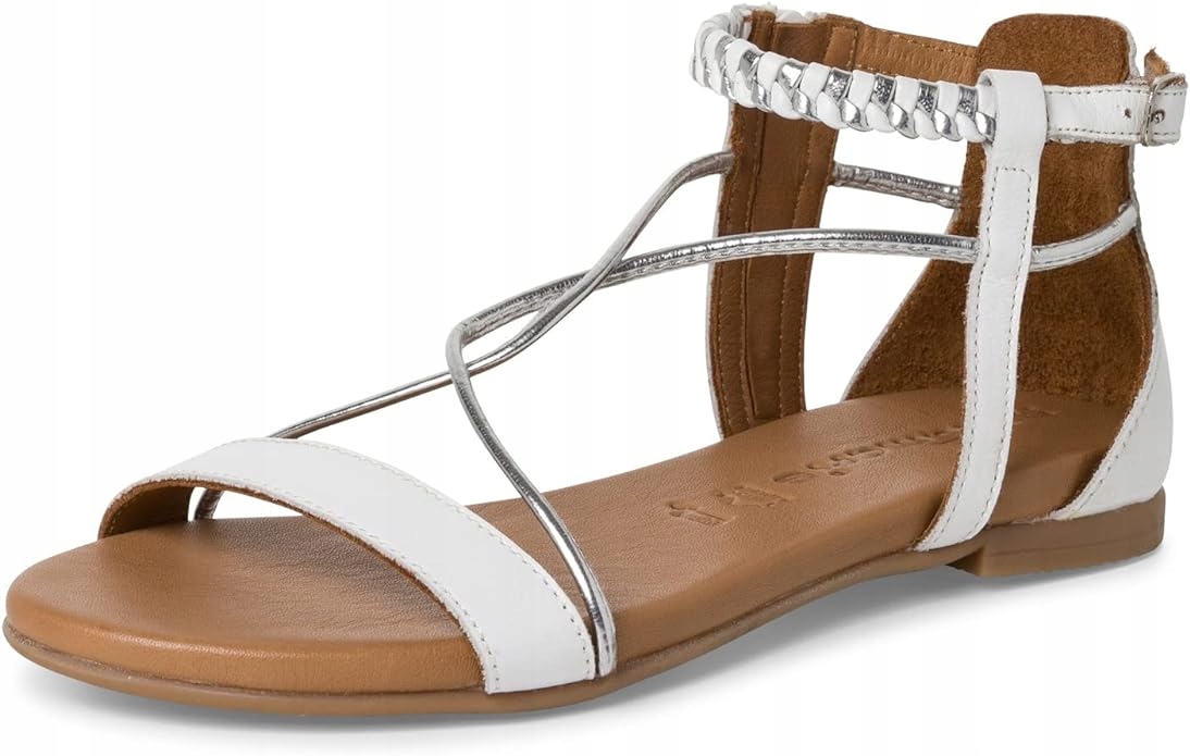 Tamaris Dámské Bílé Kožené Sandály 41 MXD