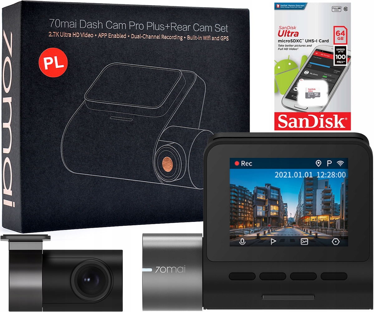 

Kamera samochodowa 70mai Pro++ A500S+WSTECZNA j.PL