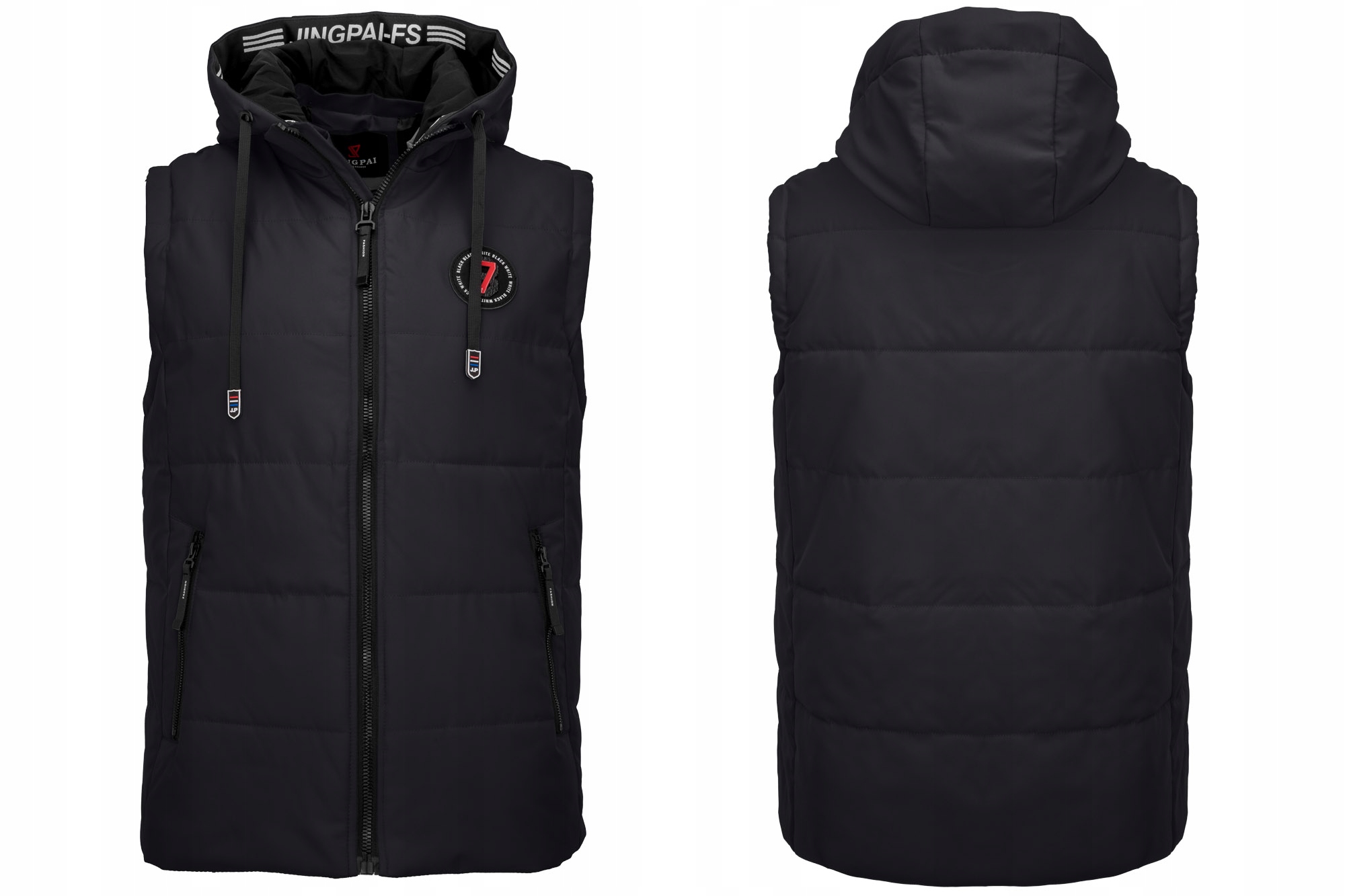 Pánská Černá Vesta Bez Rukávů, Zateplená, Odnímatelná Kapuce, Prošívaná: XXL