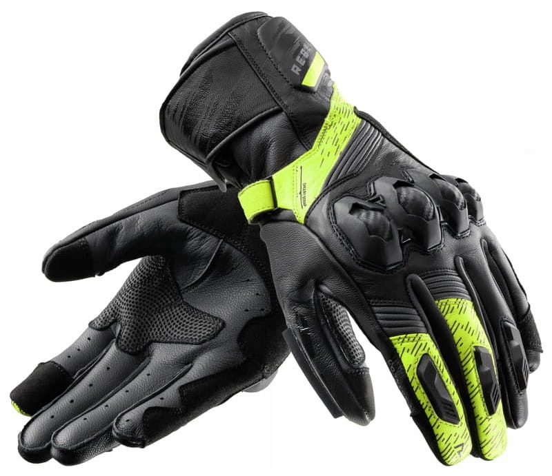 Rebelhorn Viper Fluo Pánske Kožené Motocyklové Rukavice Čierne Žlté