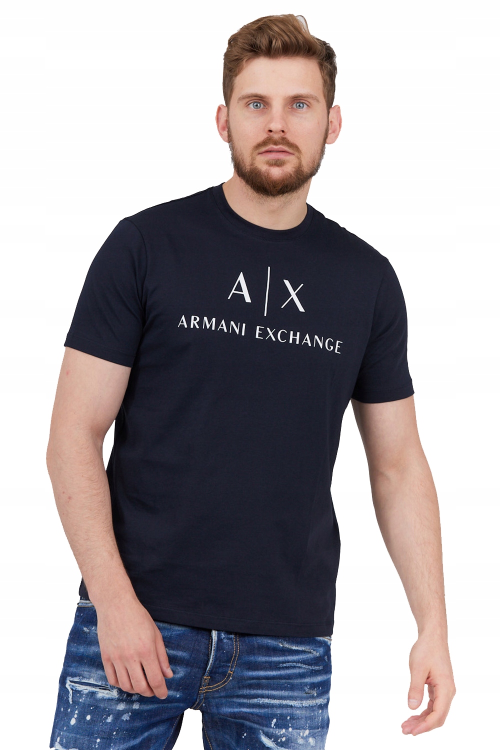 ARMANI EXCHANGE Granatowy t-shirt męski z logo XL