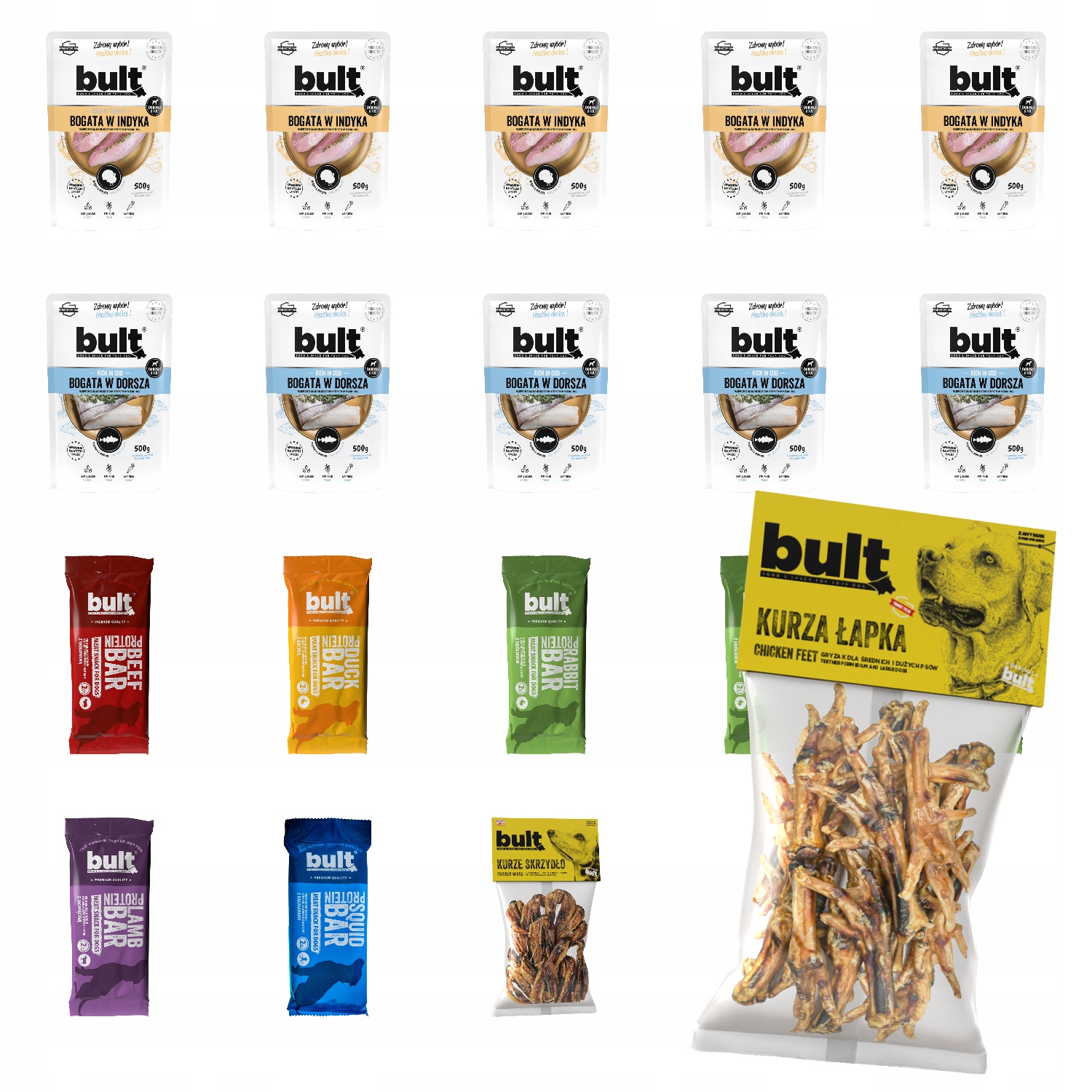 Levně MIX Vlhké Krmivo Bult Sáček 10x500G Krůta+ Příčesek Pochoutky