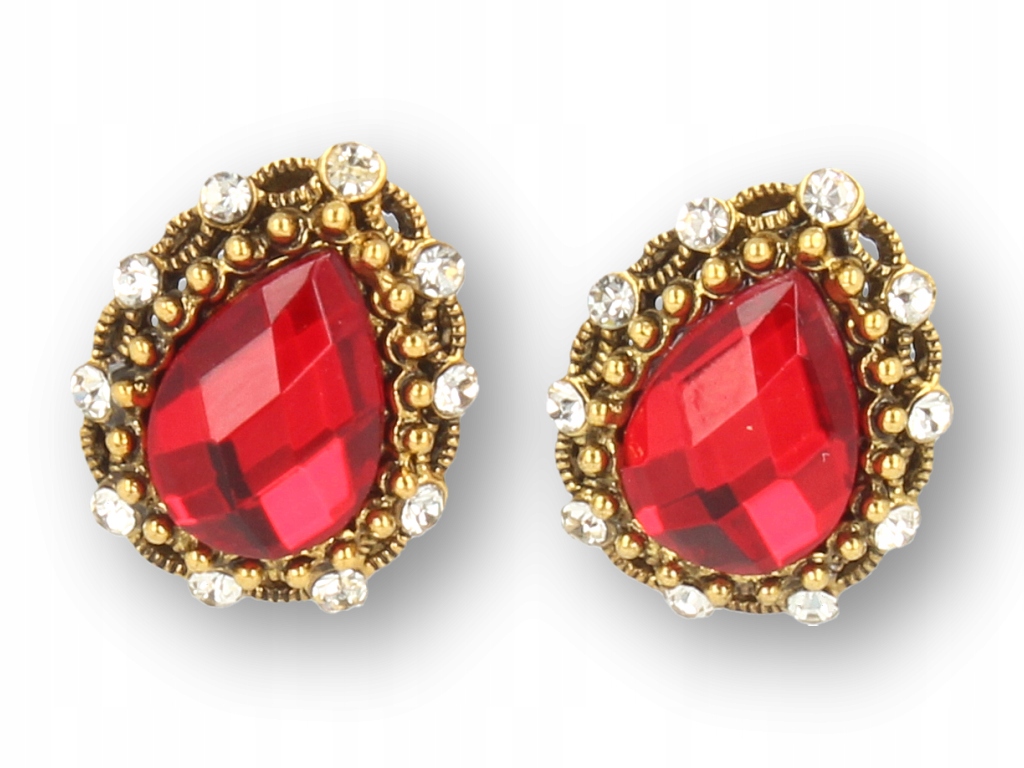 Klipsy do uszu czerwone w stylu vintage