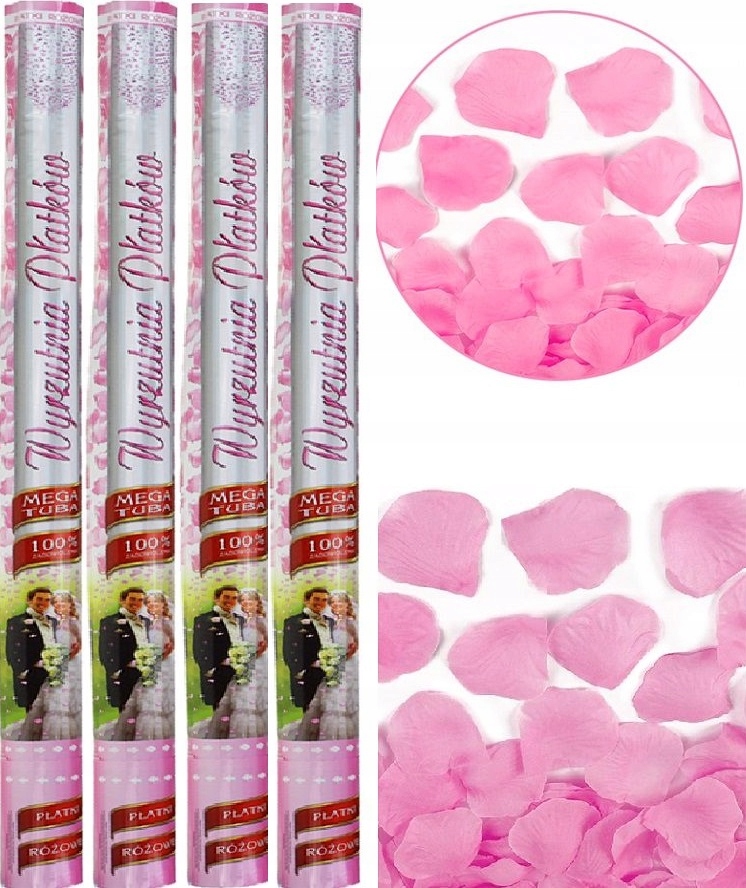 WYSTRZAŁOWE KONFETTI PŁATKI RÓŻ na ŚLUB 80cm x4