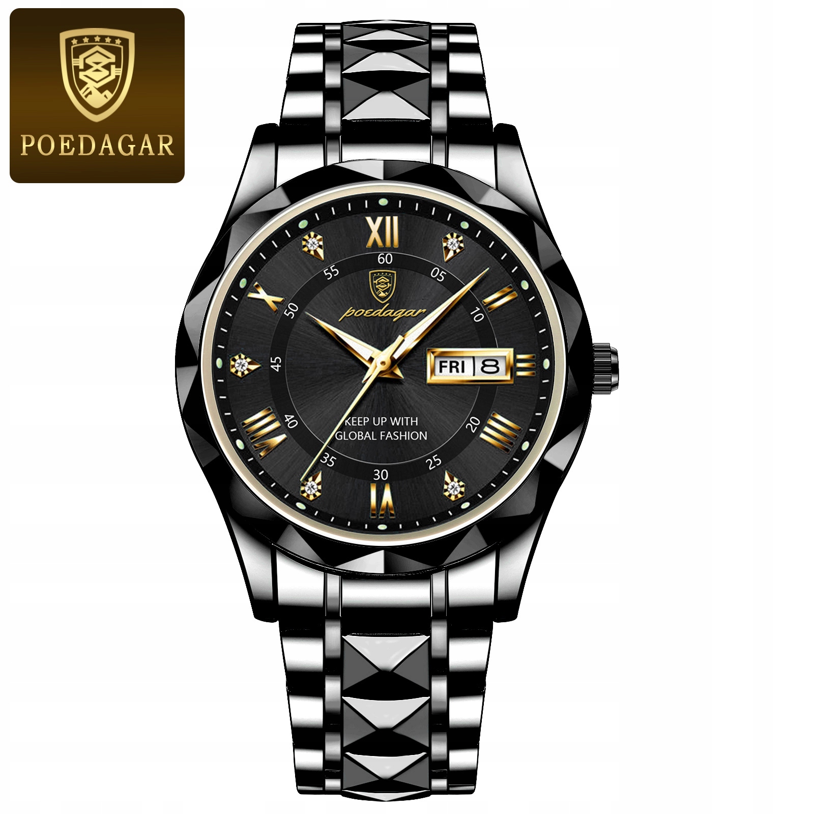 Luxusné pánske vodotesné svetelné kremenné hodinky z nerezovej ocele