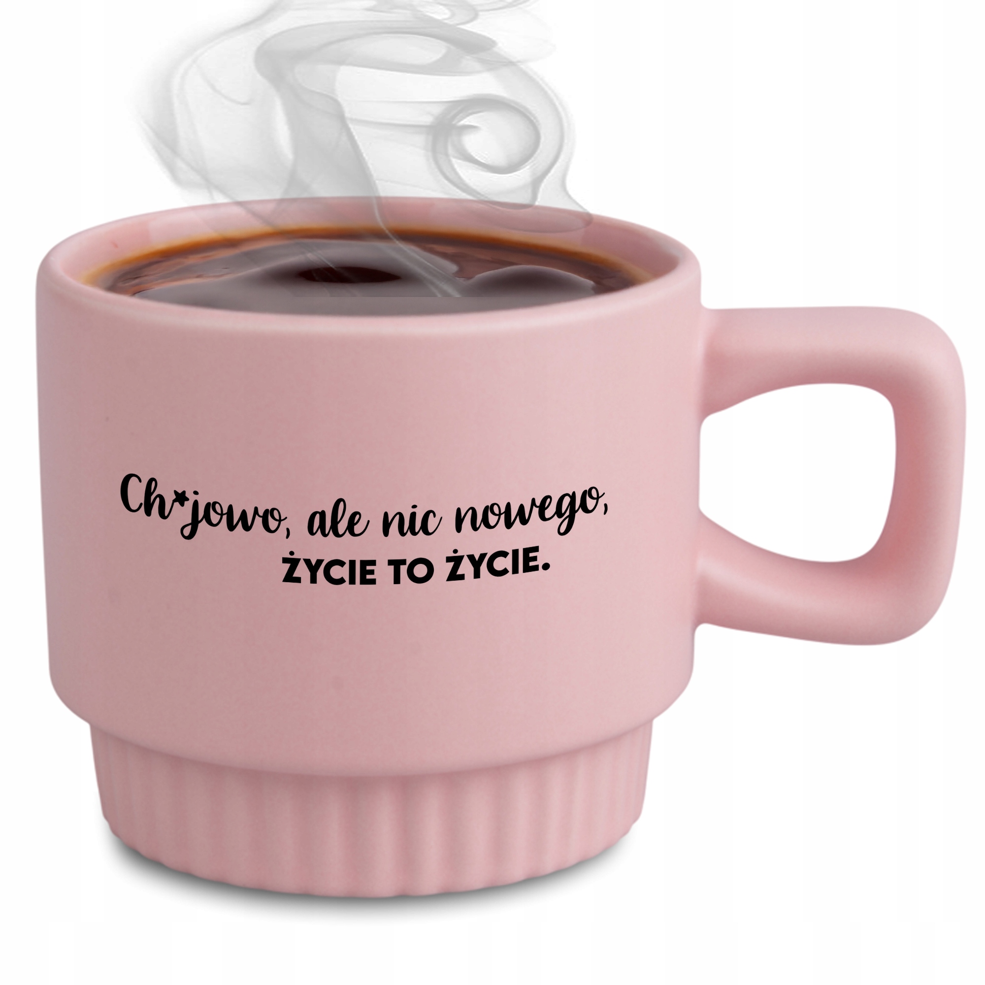 Ryflovaný hrnček Ružový Nič Nové, Život To Život Darček do kancelárie práce