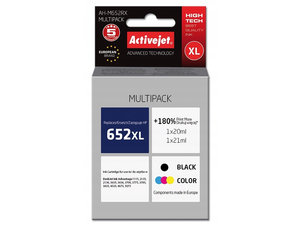 

Tusz ActiveJet AH-M652RX do Hp zestaw
