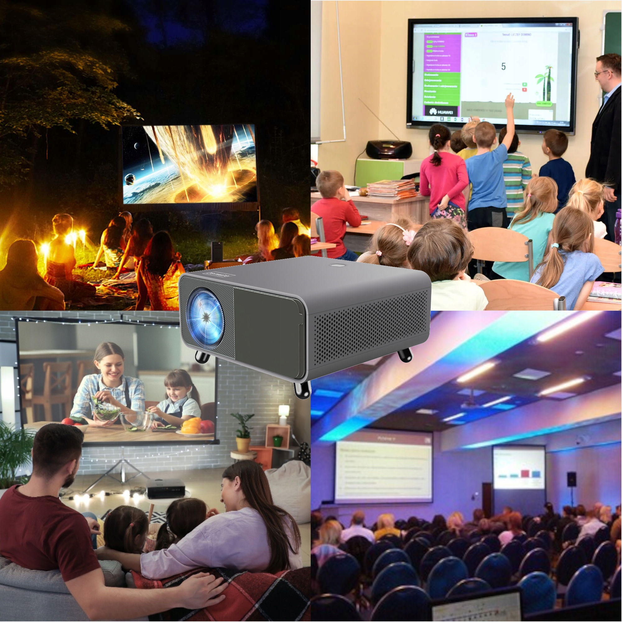 Rzutnik mini Projektor WiFi Android FULL HD 4K 16500lm Autofocus Bluetooth Model Projektor Rzutnik Zenwire Android WiFi SMART X5 AF