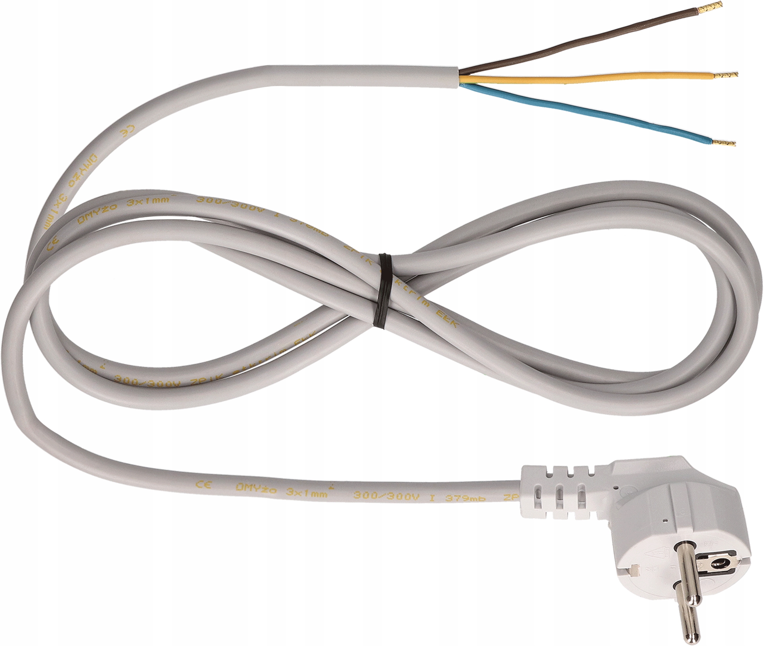 

Przewód Kabel z wtyczką kątową 3x1 2m szary