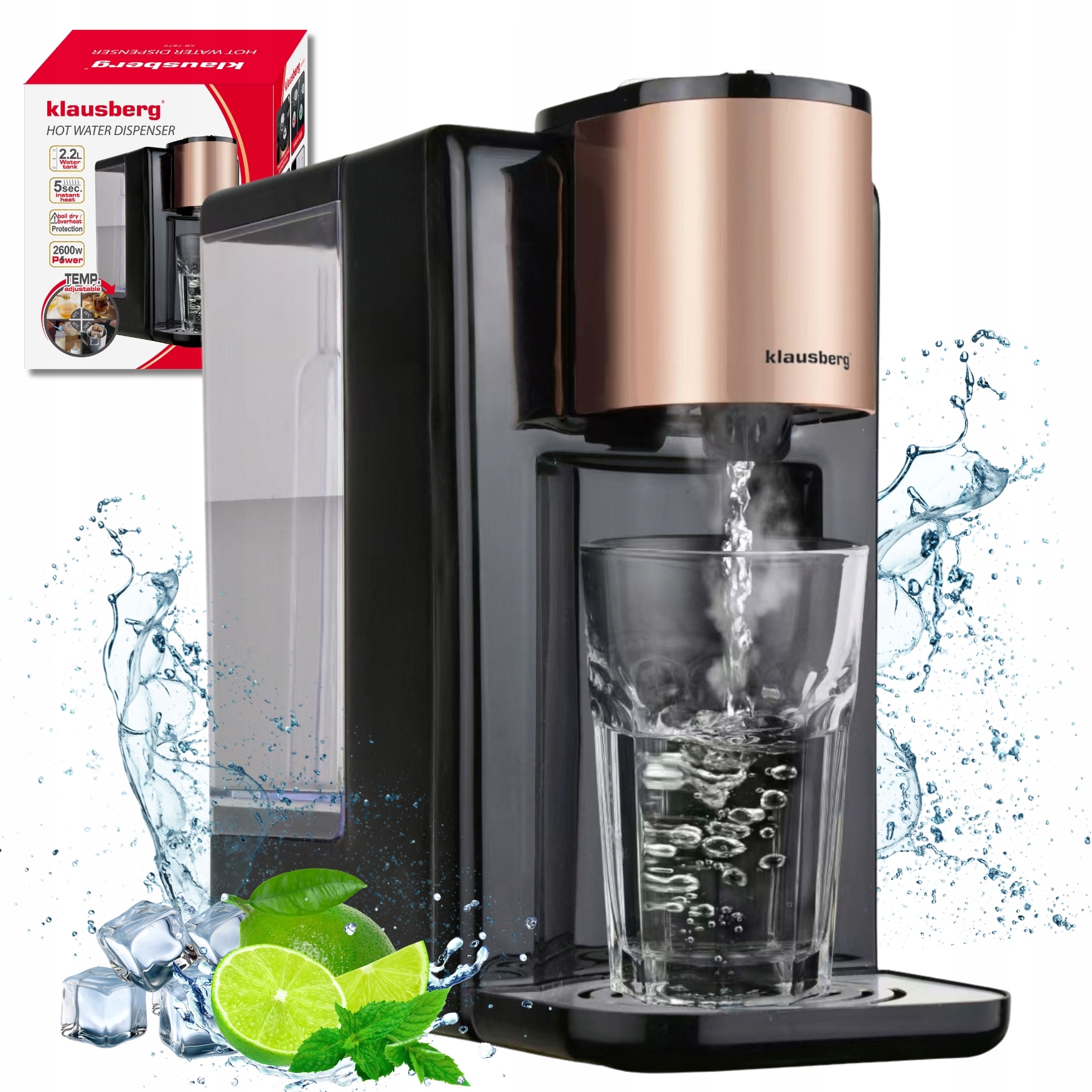 Distribútor horúcej vody Kanvica Klausberg 2.2L 2600W kávovar na vriacu vodu