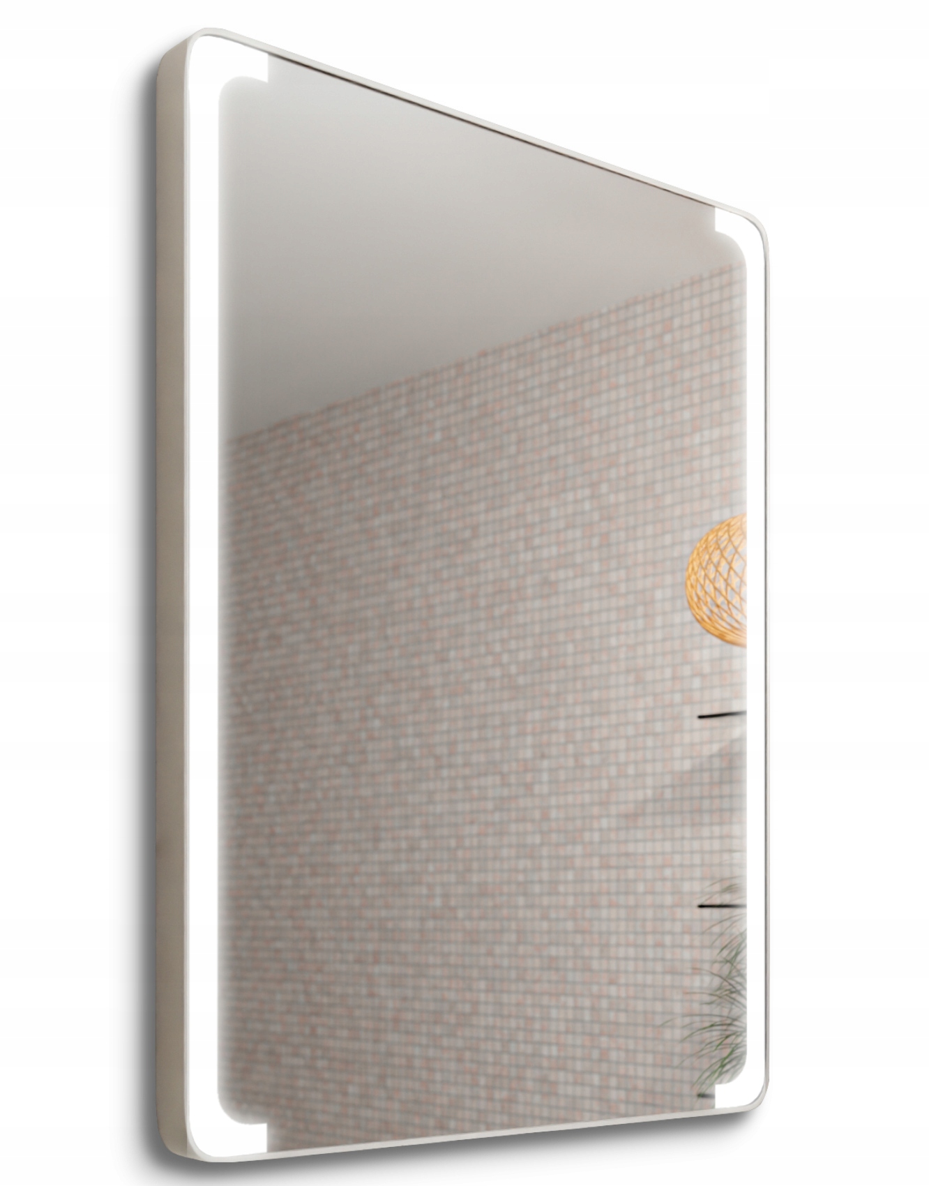Obdĺžnikové Zrkadlo Zaoblené 140x80 Hliníková Rámová Súprava Loft S Podsvietením