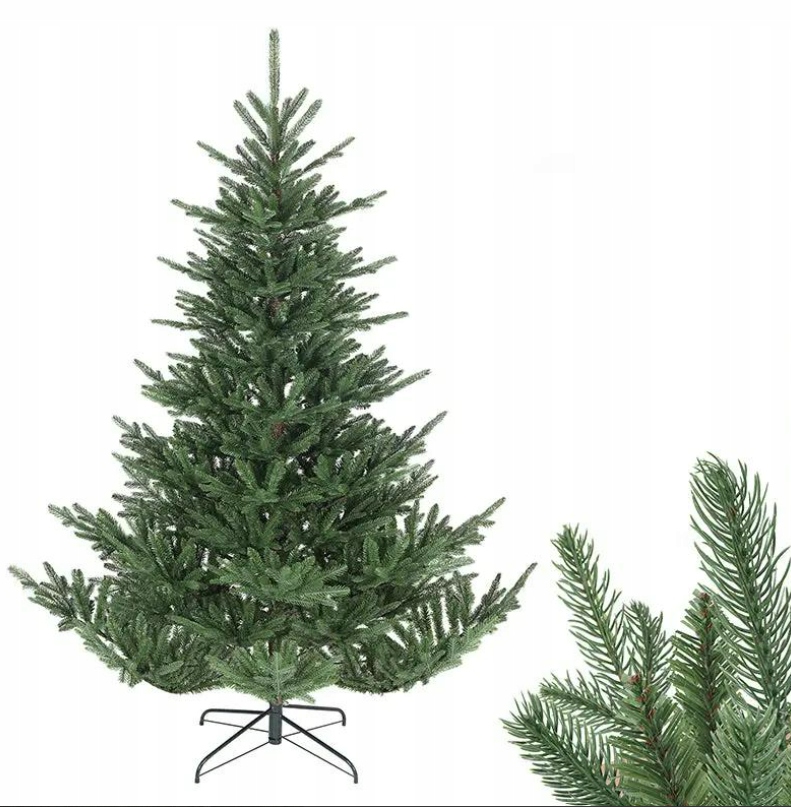Umelý Vianočný Stromček Zelená Jedľa Pvc Pe 210 CM Stojan Premium Model
