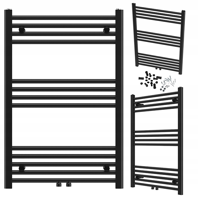 Kúpeľňový Ohrievač Čierny Kaloryfer Moderný Rebrík 90x60 cm Raven