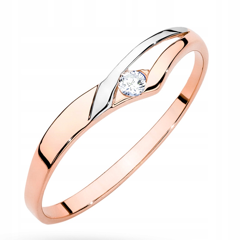 Růžově Zlatý Prstýnek pr.585 s Briliantem 0,04 ct