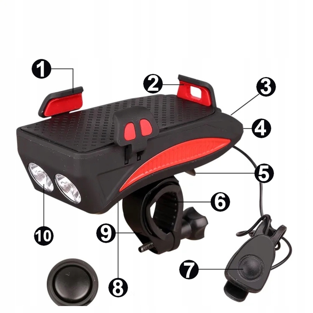 LAMPKA ROWEROWA LED PRZÓD MOCNA POWERBANK KLAKSON Liczba trybów świecenia 3