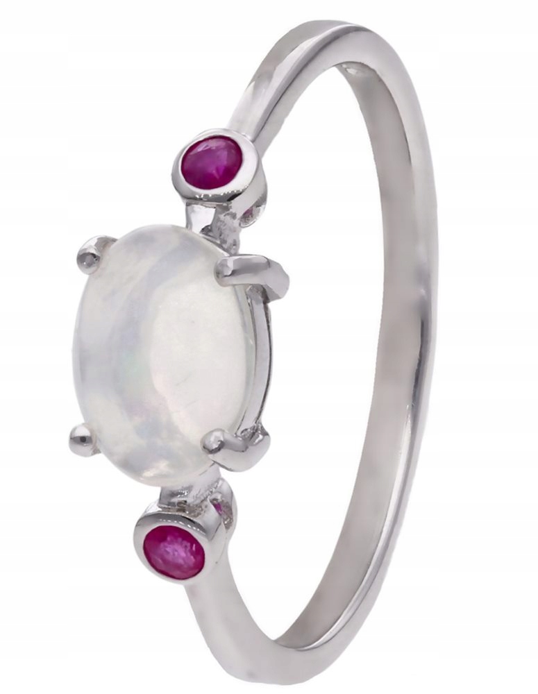 Prstýnek Ag 925 Opal a růžový rubín 3338-R-OPRU vel.17