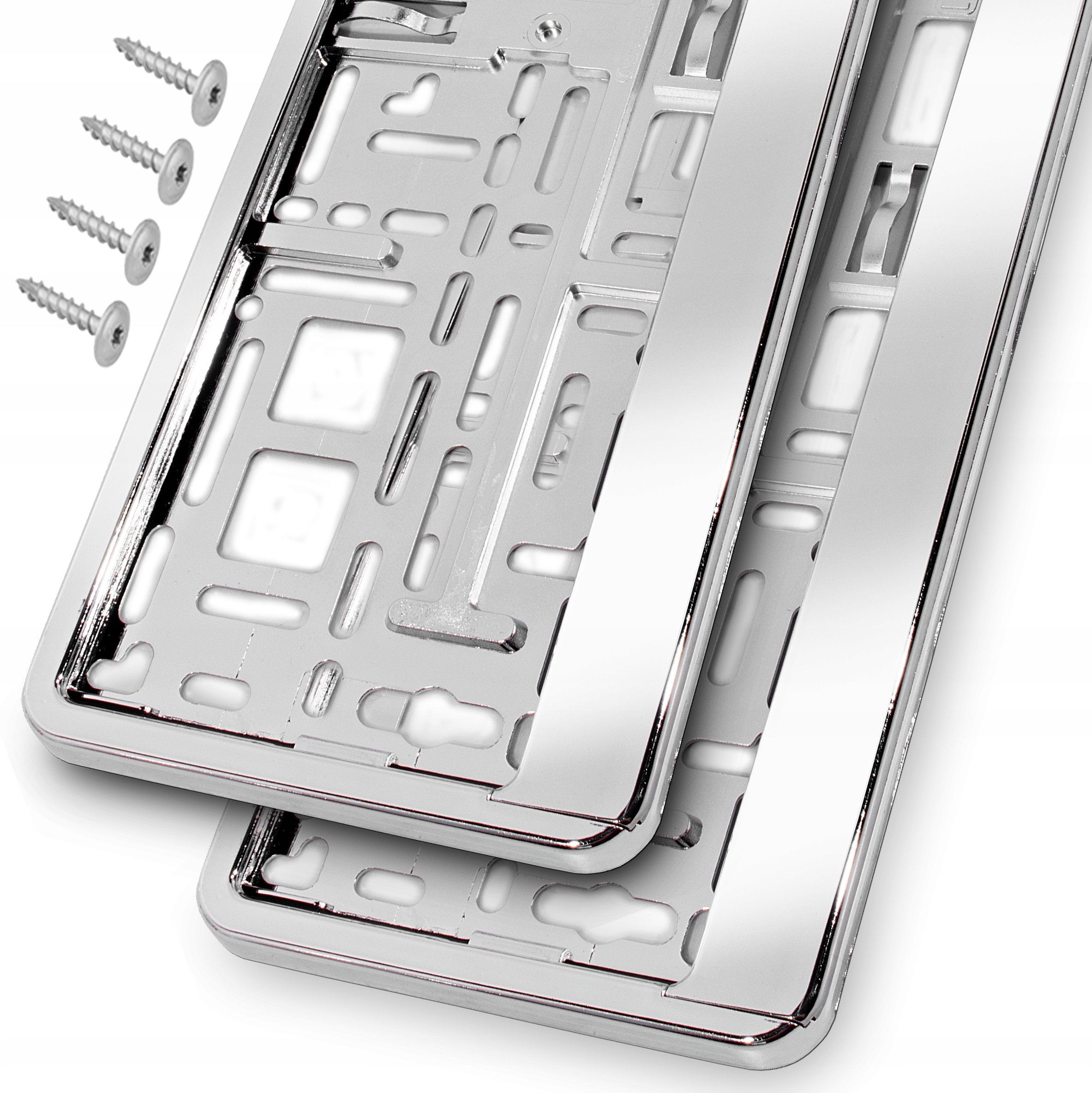 RAMKI POD TABLICE REJESTRACYJNA CHROM ZESTAW 2SZT DO TABLIC REJESTRACYJNYCH Numer katalogowy producenta 01170