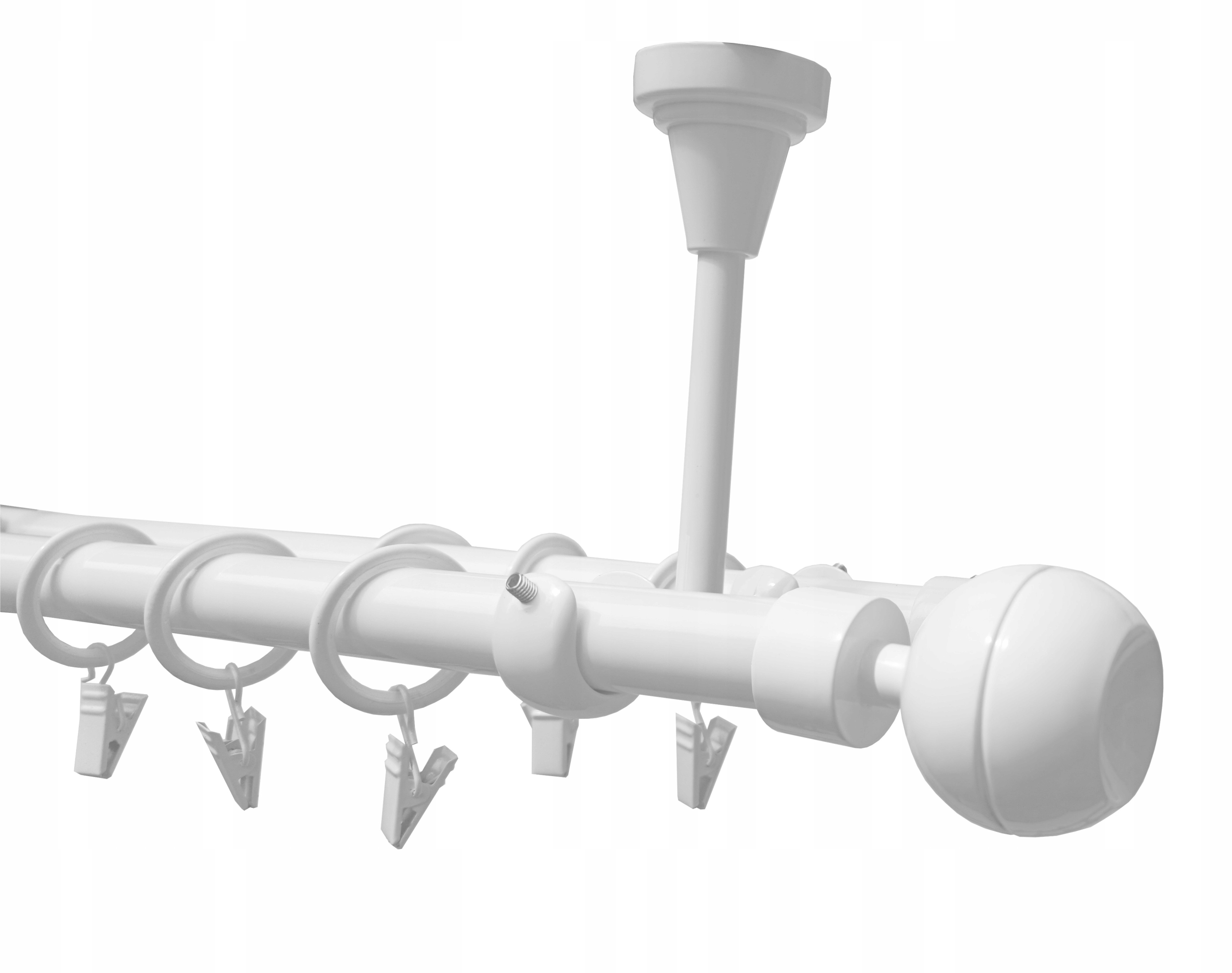 Garnýž dvojitá Kovový Stropní 19+19 mm Bílý 180 cm Kula Optic