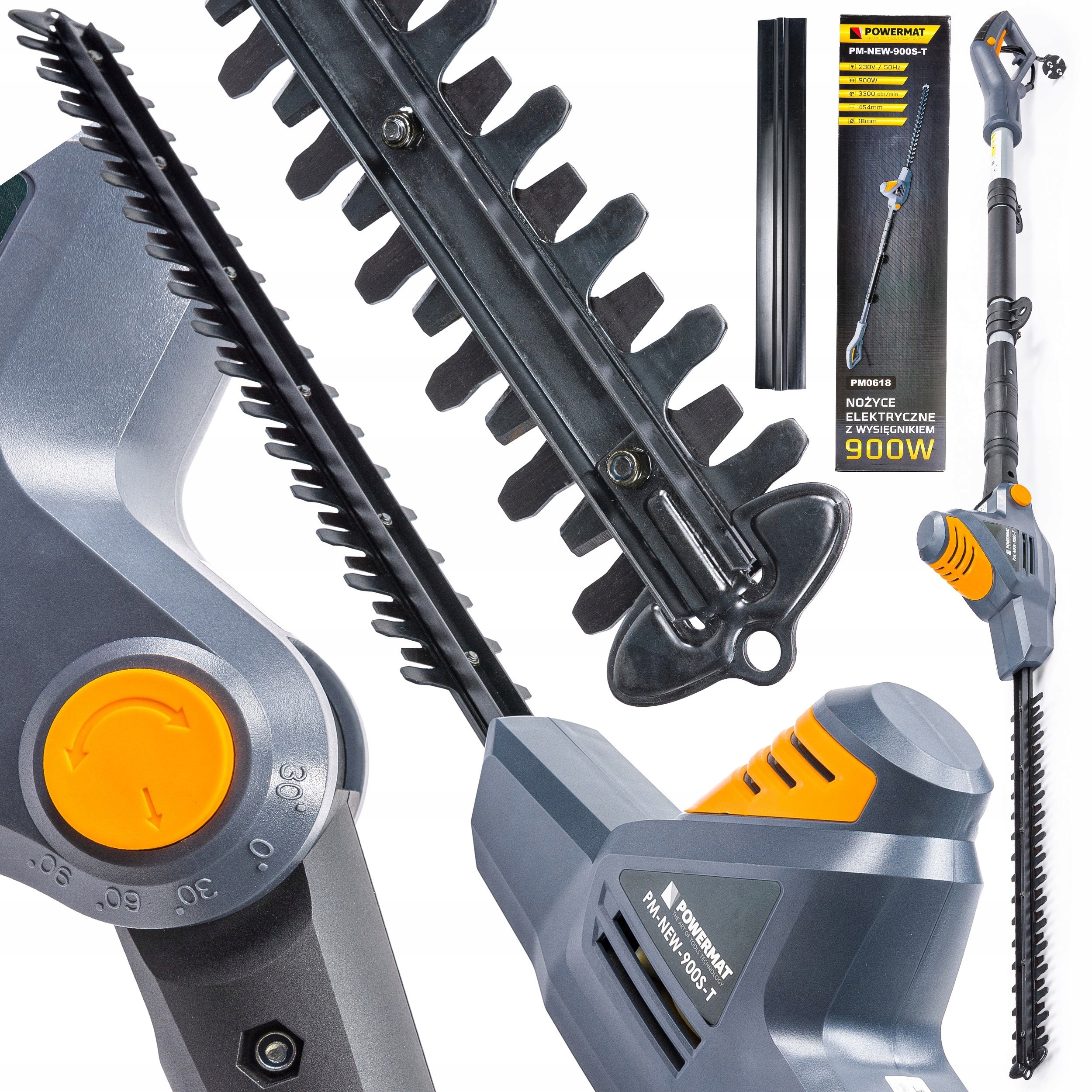 Nożyce Elektryczne Do Żywopłotu Na Wysięgniku 900W Regulacja Wysięgnik