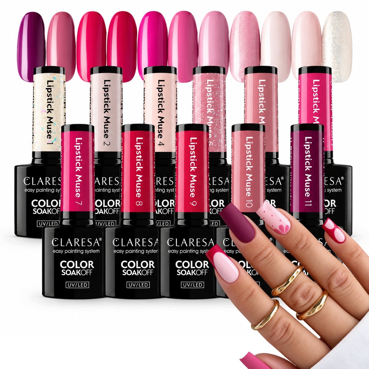 Claresa Lipstick Muse Cała Kolekcja Zestaw Lakierów Hybrydowych 11 szt.