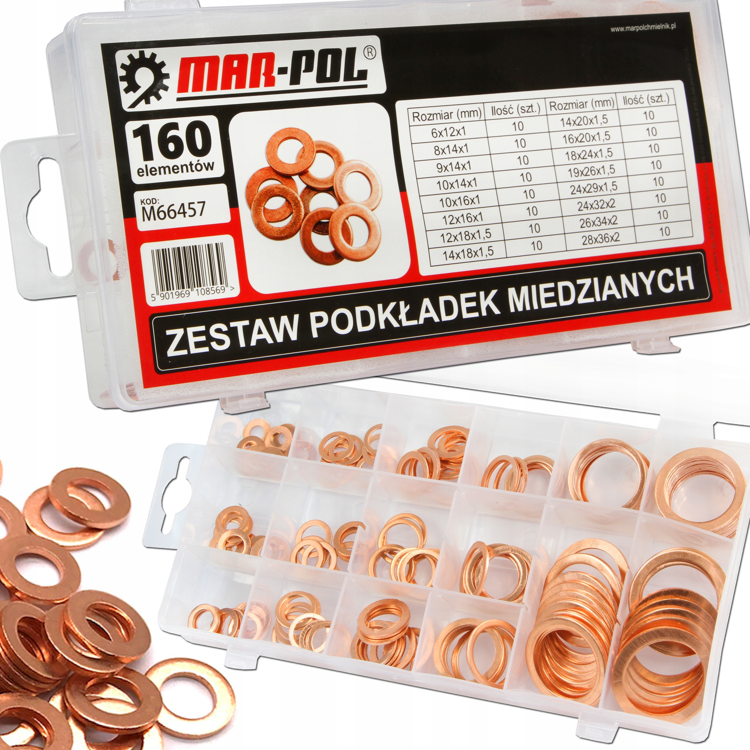 PODKŁADKI MIEDZIANE USZCZELKI ZESTAW PODKŁADEK MIEDŹ MIEDZIANYCH 160 szt