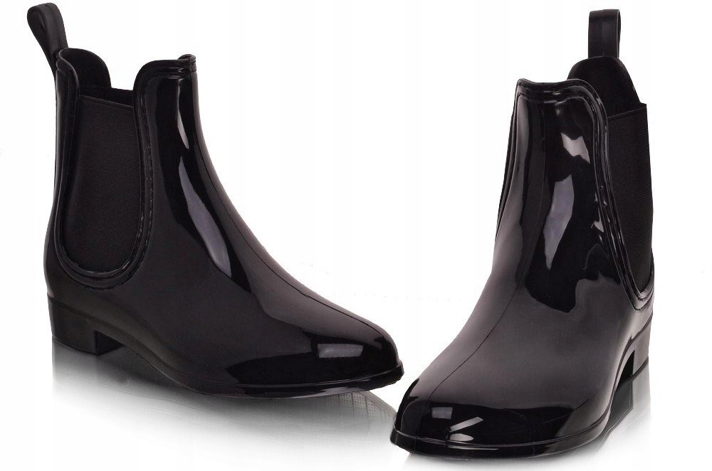 KLASYCZNE KRÓTKIE DAMSKIE KALOSZE CZARNE GUMA Marka inna