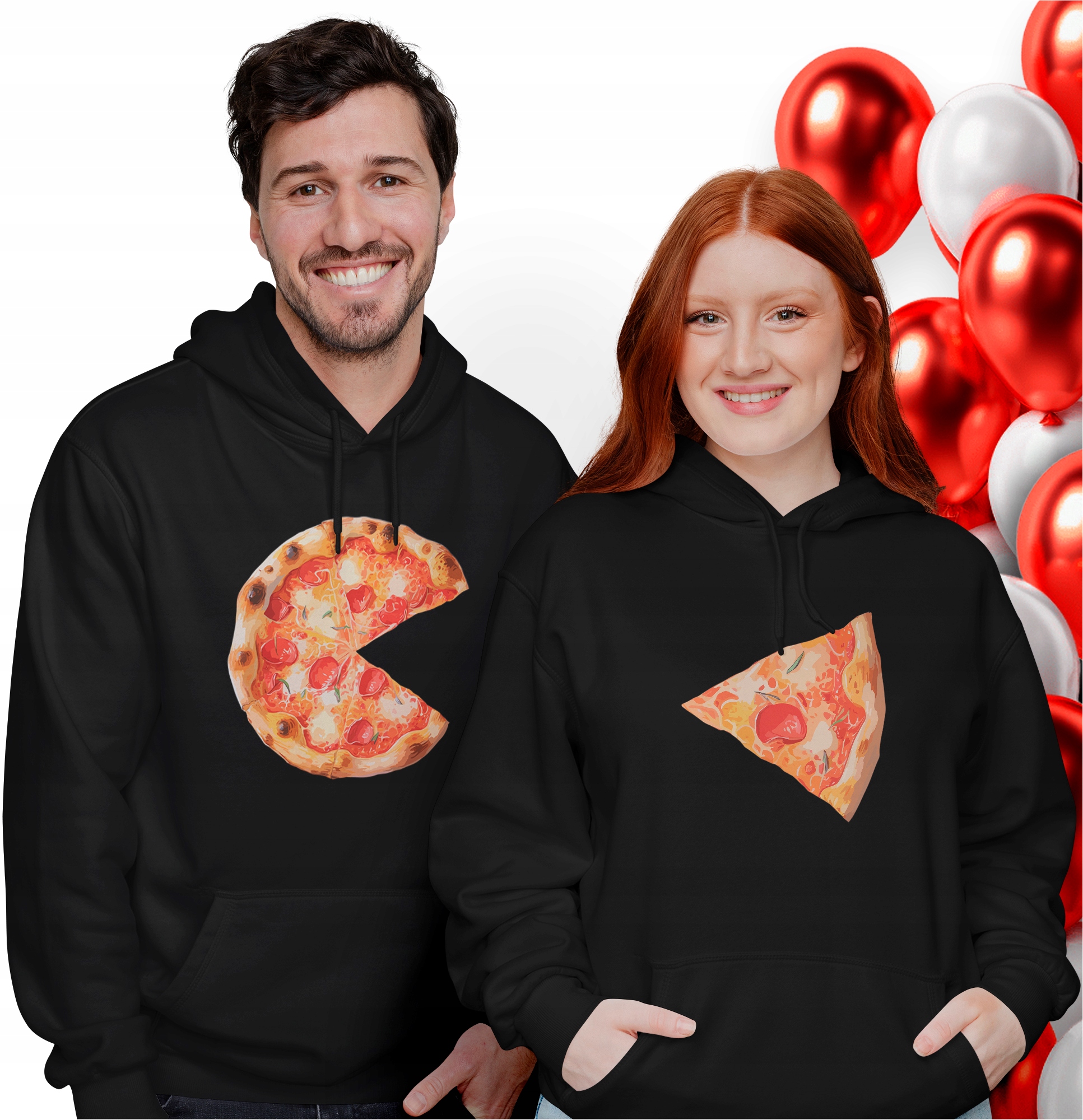 Mikiny pro páry Dárek na Valentýna Pizza Slice Komplet