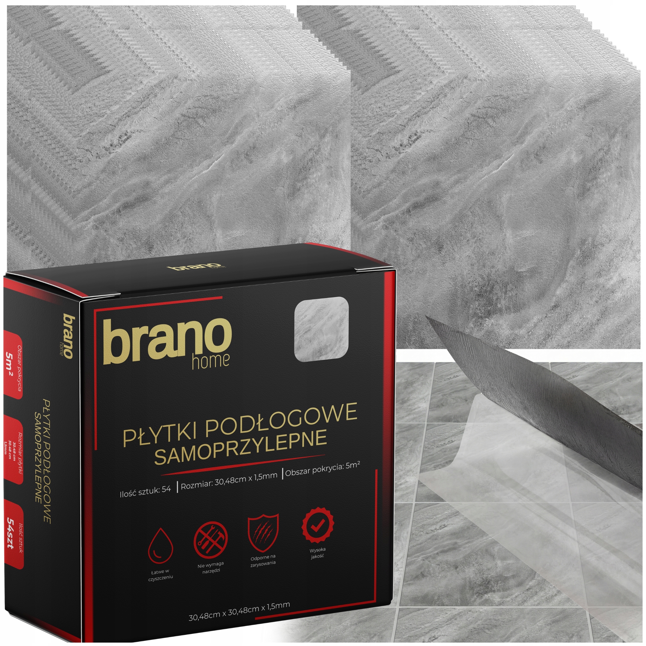 Samolepící vinylové dlaždice 5 m Šedý Gres Kámen Panely Kafle Parket Mat