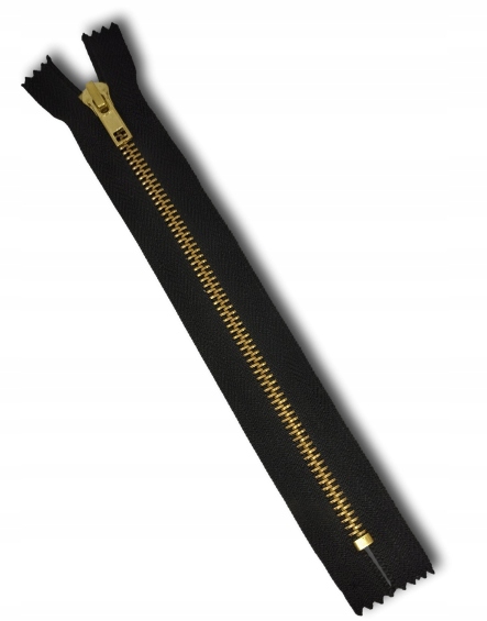 Zamek metalowy Nierozdzielczy 6mm 20cm czarny złote ząbki