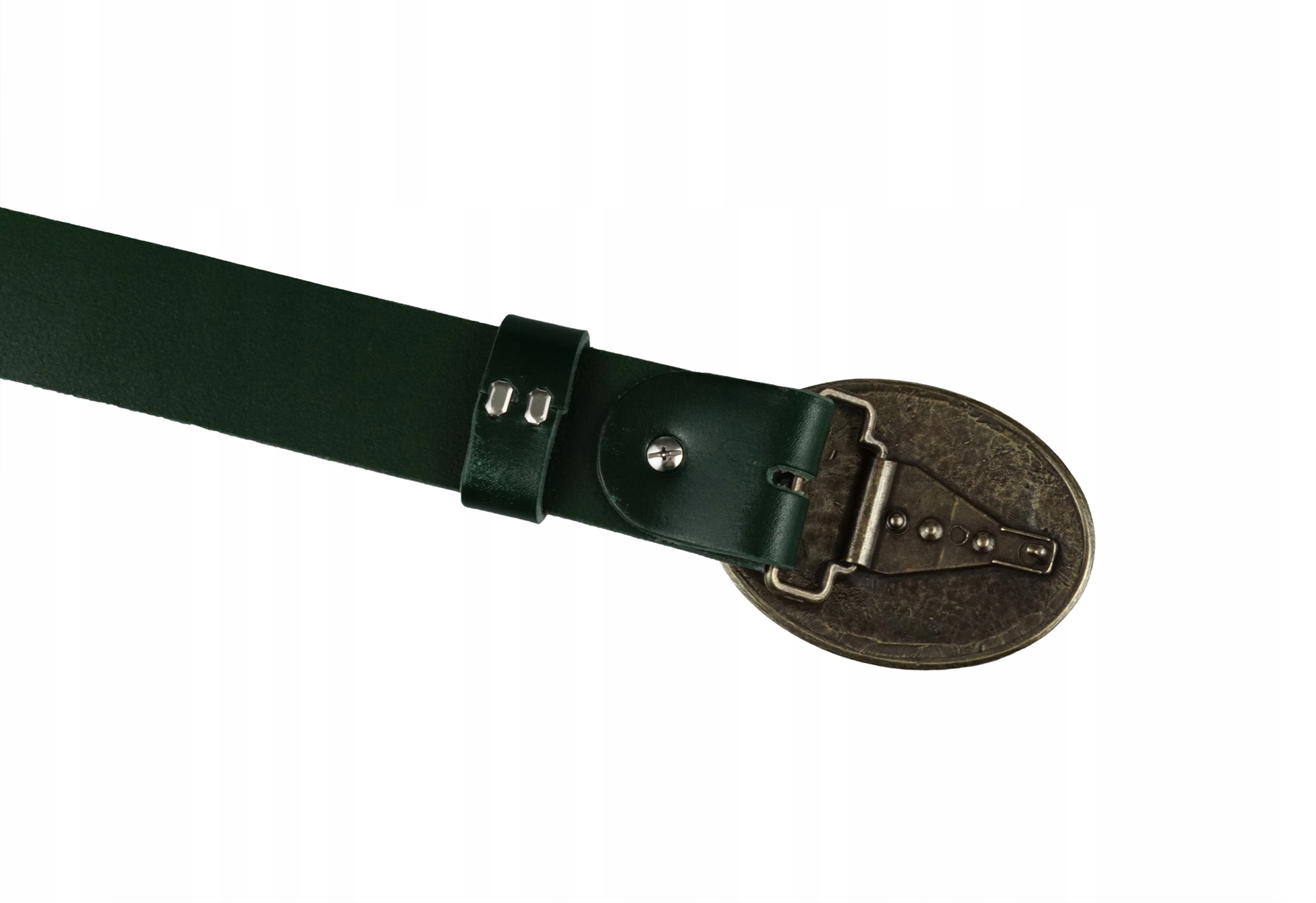 SKÓRZANY PASEK MYŚLIWEGO BLAKARDO 4CM ZIELEŃ JELEŃ Długość bez klamry 125 cm