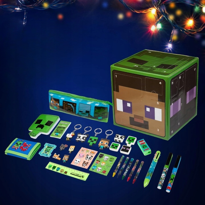 Адвент-календарь Minecraft 2026 Creeper, 24 сюрприза: школьные принадлежности и аксессуары, от 6 лет — фото 3