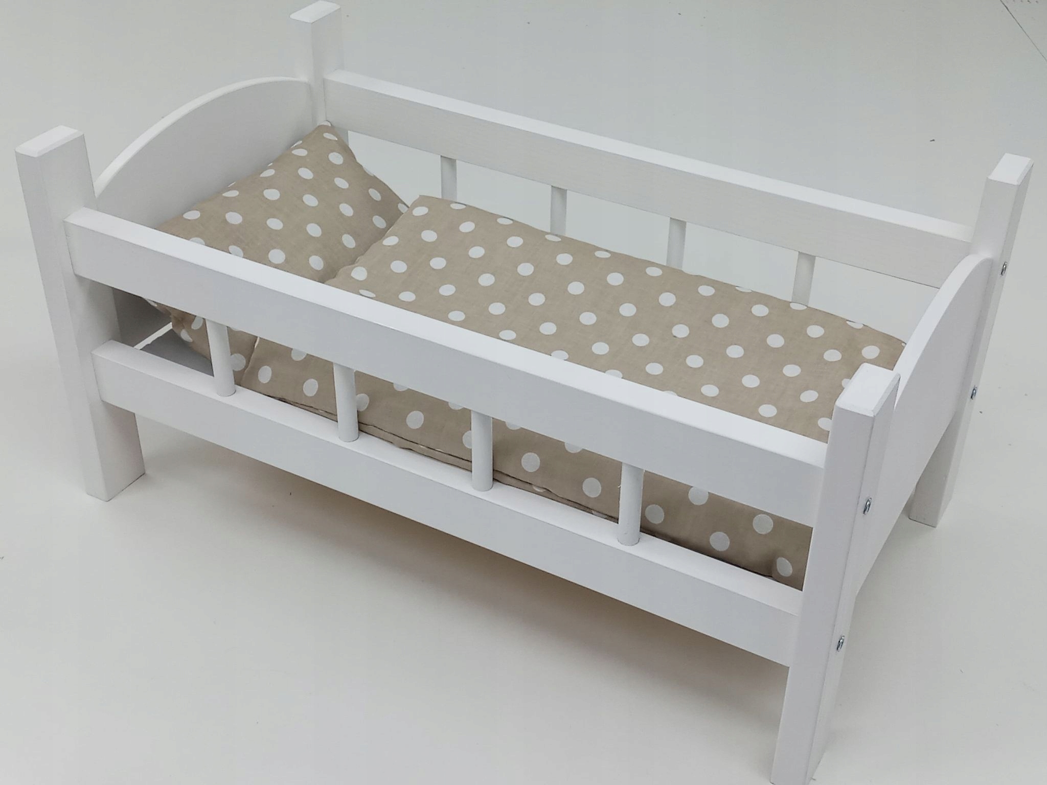 

Duże Łóżeczko Drewniane dla lalek Pościel 3 El.