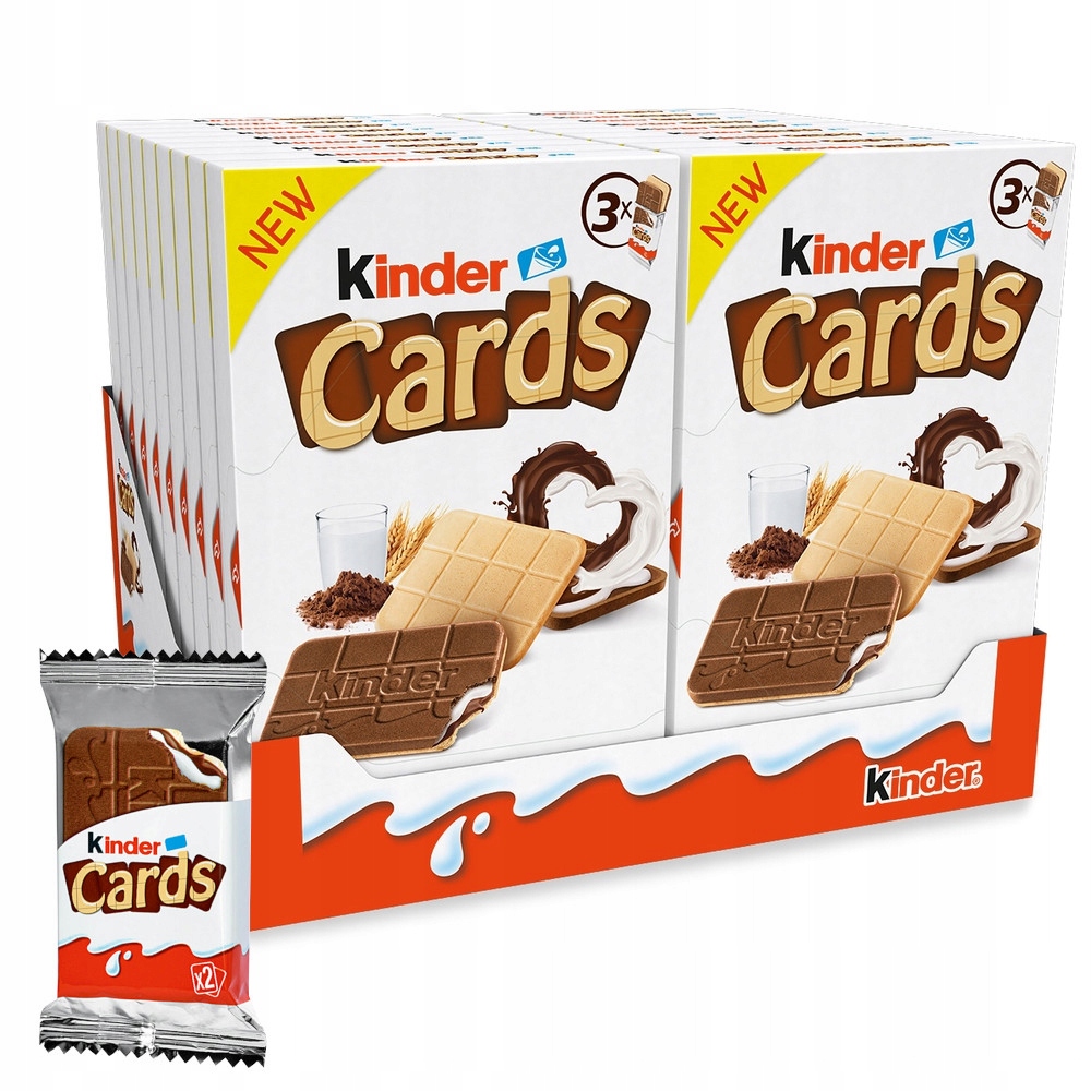 Kinder Cards Wafelki Batoniki Ciastka z Kremem Ferrero 18 Paczek 54 szt