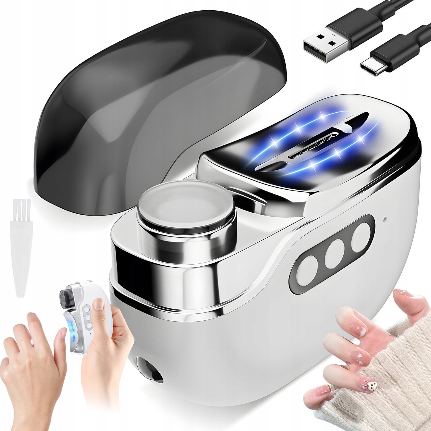 Elektrický automatický zastřihovač nehtů pro děti i dospělé, bílý