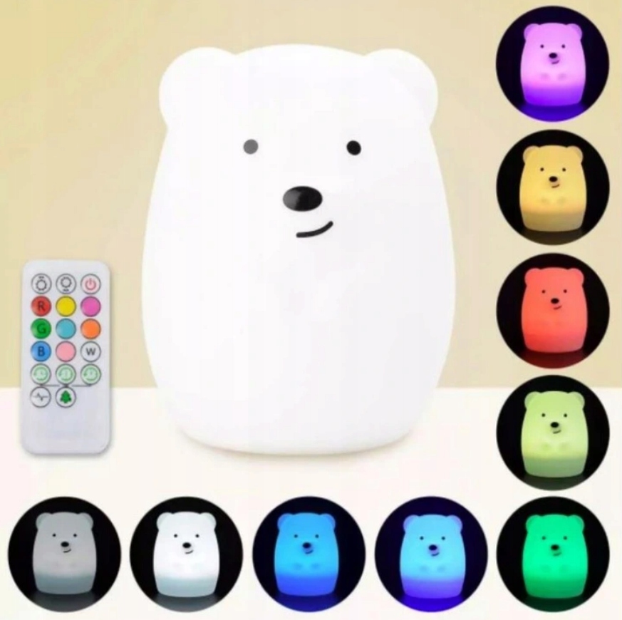 Lampka nocna 3D LED MIŚ Nite Pets silikon + PILOT Klasa efektywności energetycznej A