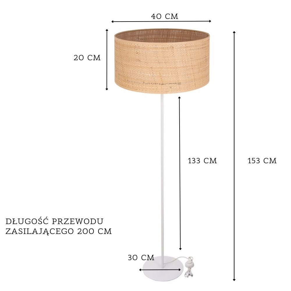 LAMPA STOJĄCA PODŁOGOWA RATAN WALEC 40CM BOHO Kod producenta ML320