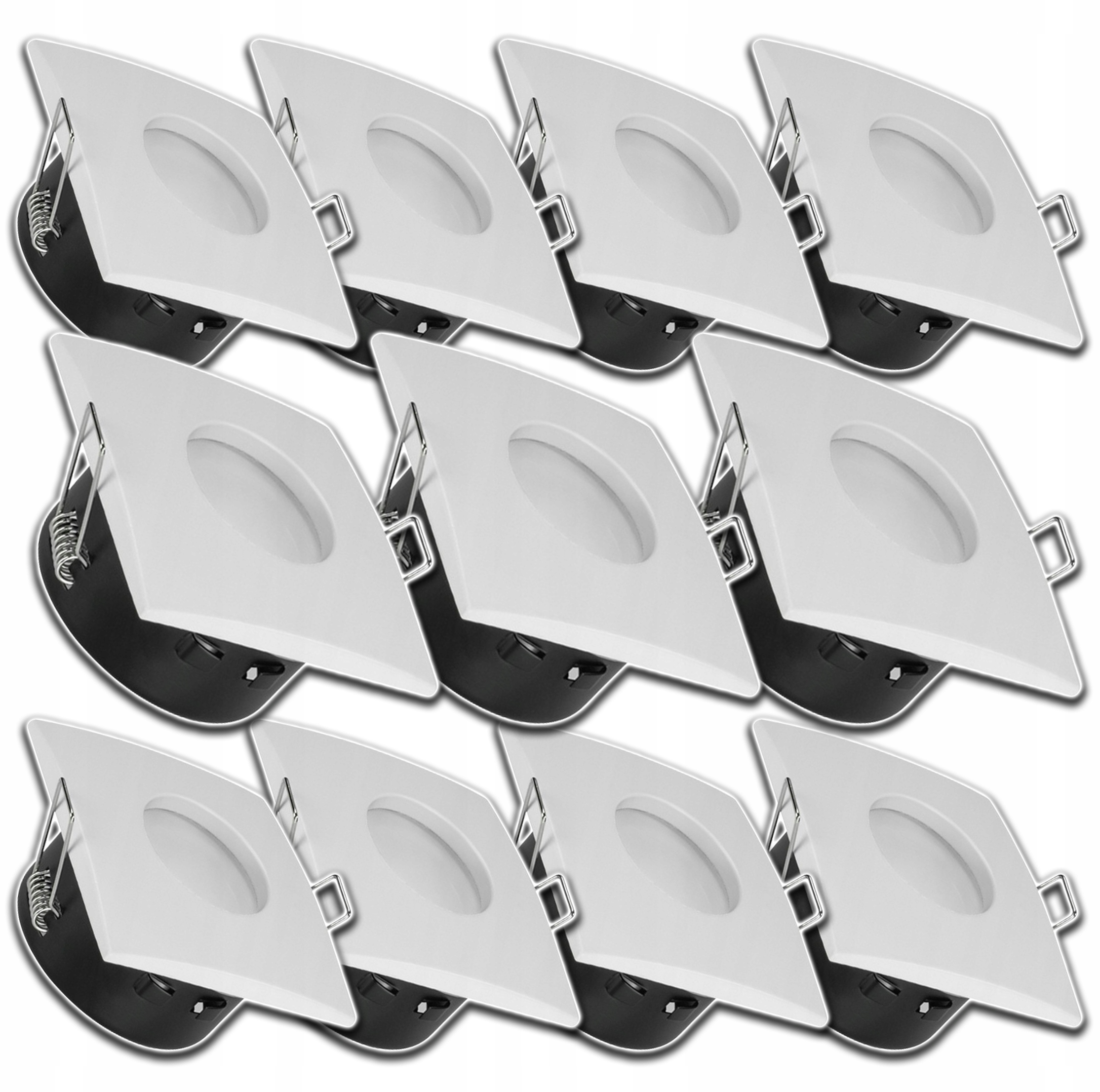 11 x Hermetické Halogenové Svítidlo Čtvercové Bílé Voděodolné Vodotěsné