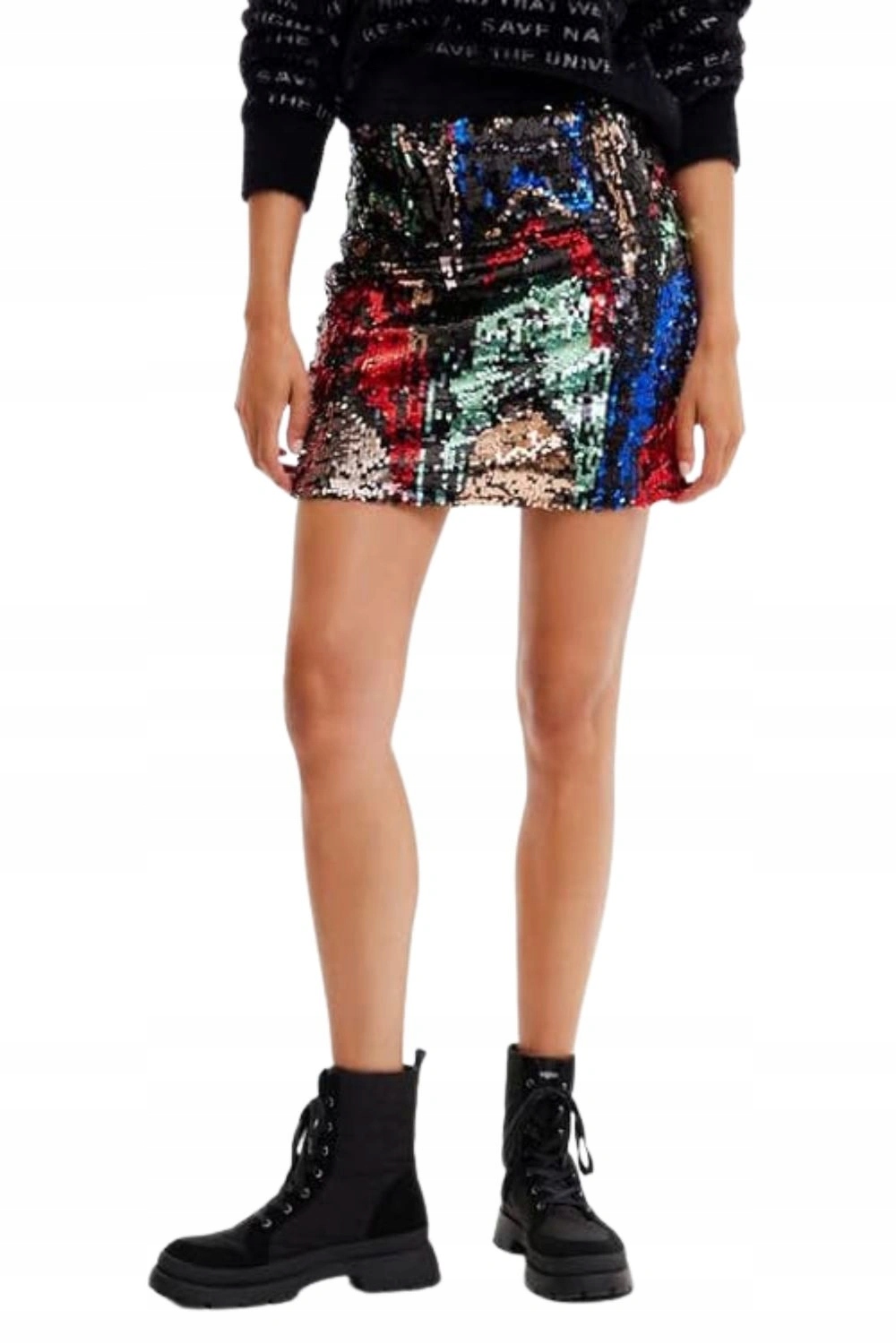 Sukně Desigual Fiesta multicolor flitry glamour velikost XL