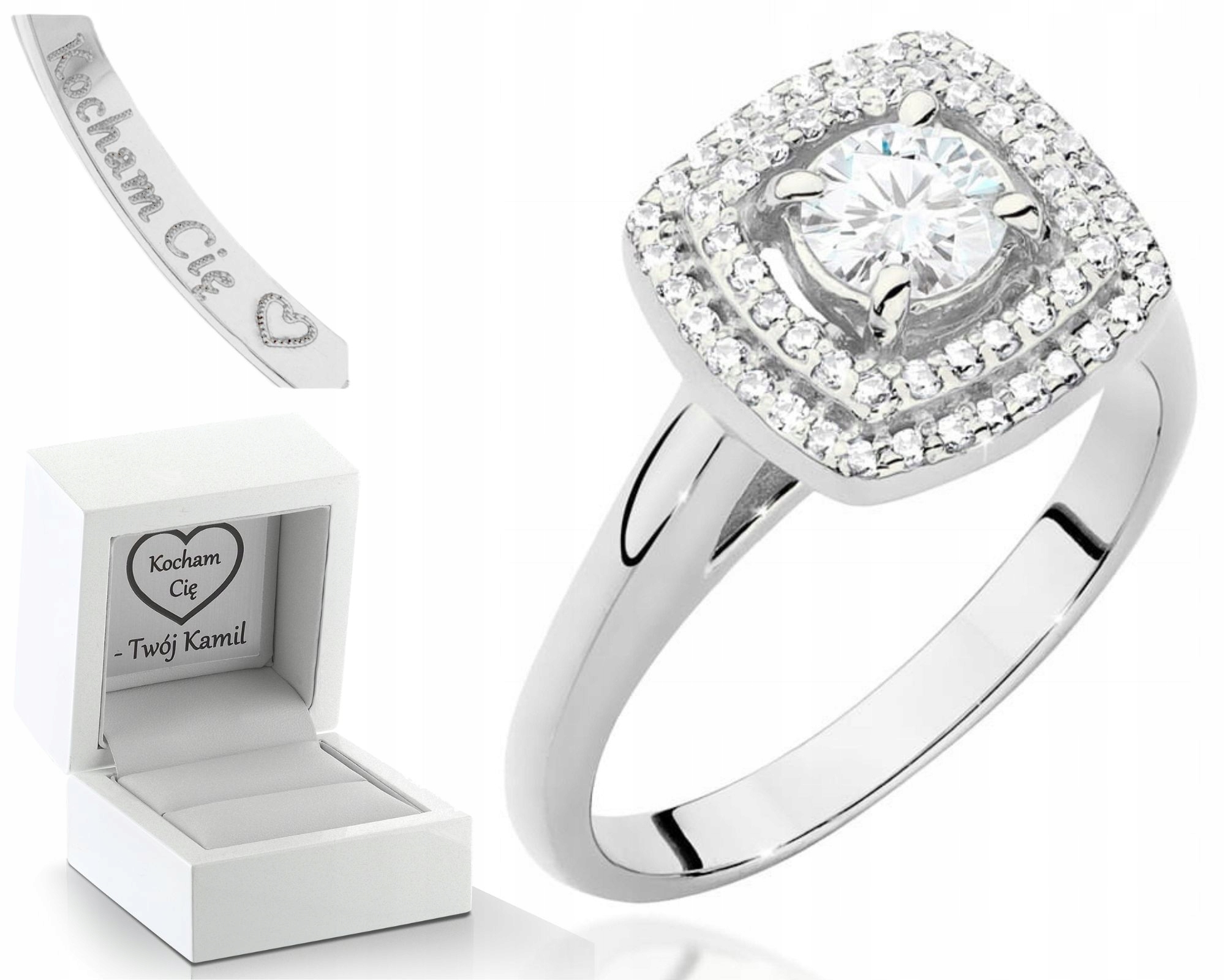 Bílé Zlato Prstýnek S Diamanty 585 Gravírování Bonus