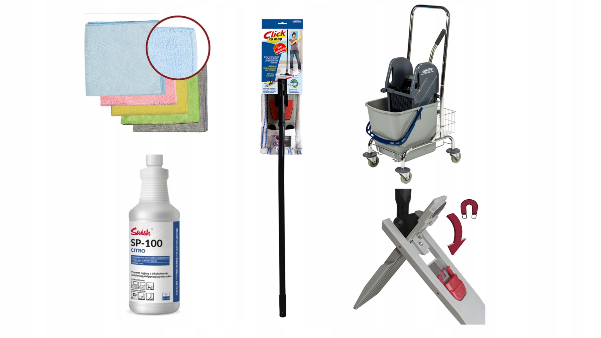 Levně Sada na úklid 4v1 Mop Vozík s lisem Mikrovlákno Swish SP100 Citro