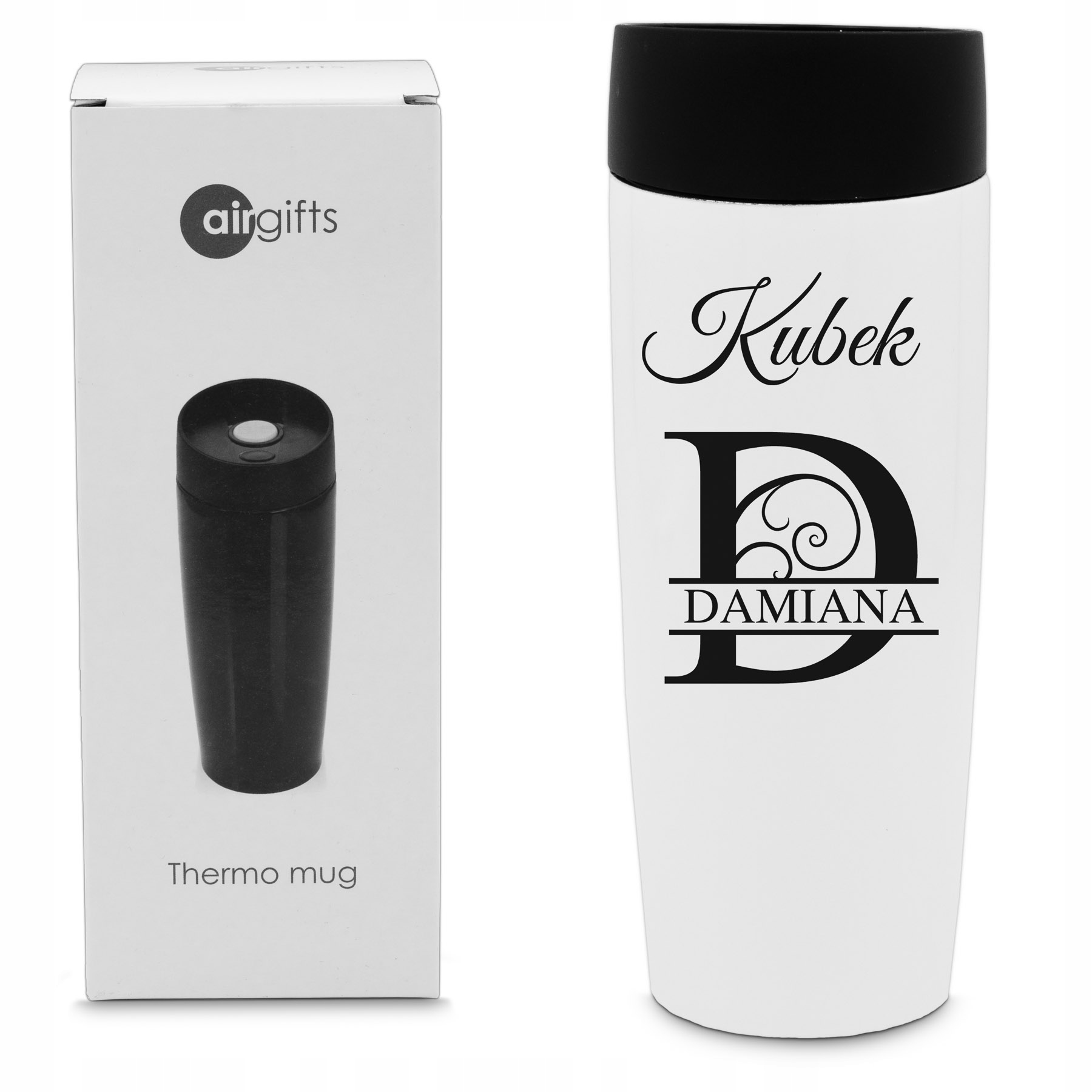 

Kubek termiczny Biały 320ml Czarny z Grawerem N2