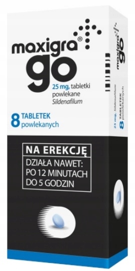 Maxigra Go, 25 mg, syldenafil, 8 tabletek Stan opakowania oryginalne