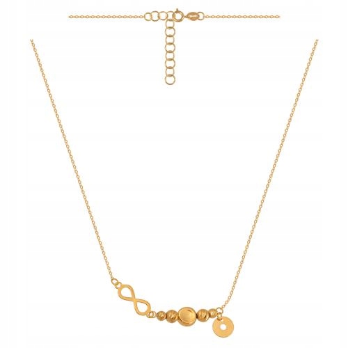 Zlatý náhrdelník 585 s ankrovou vazbou, zdobený lesklými kuličkami