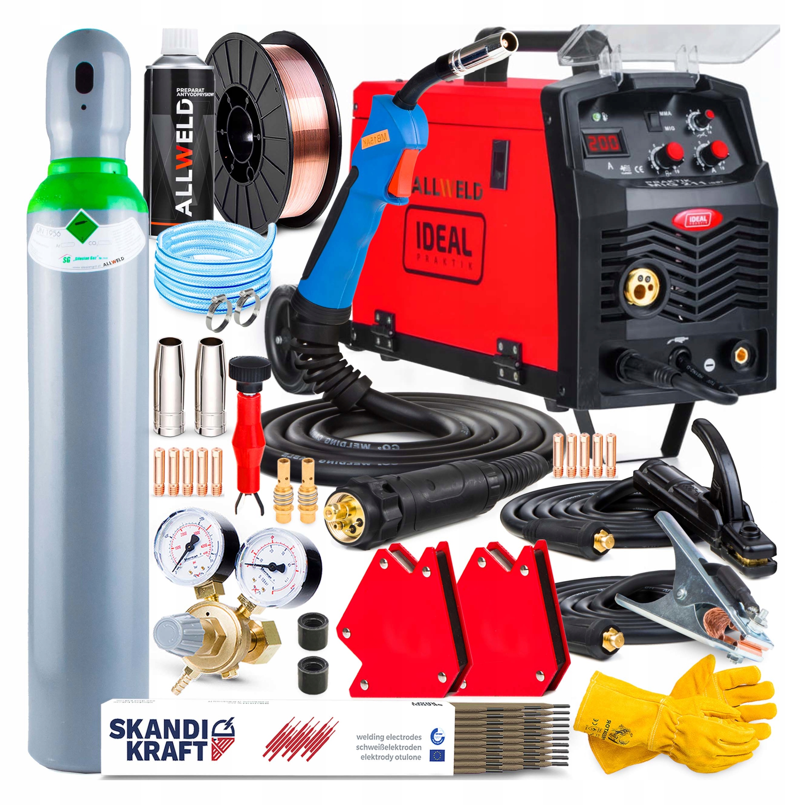 Półautomat Spawalniczy Ideal Praktik Mig 211 Igbt Mma Flux 230V 200A 3W1