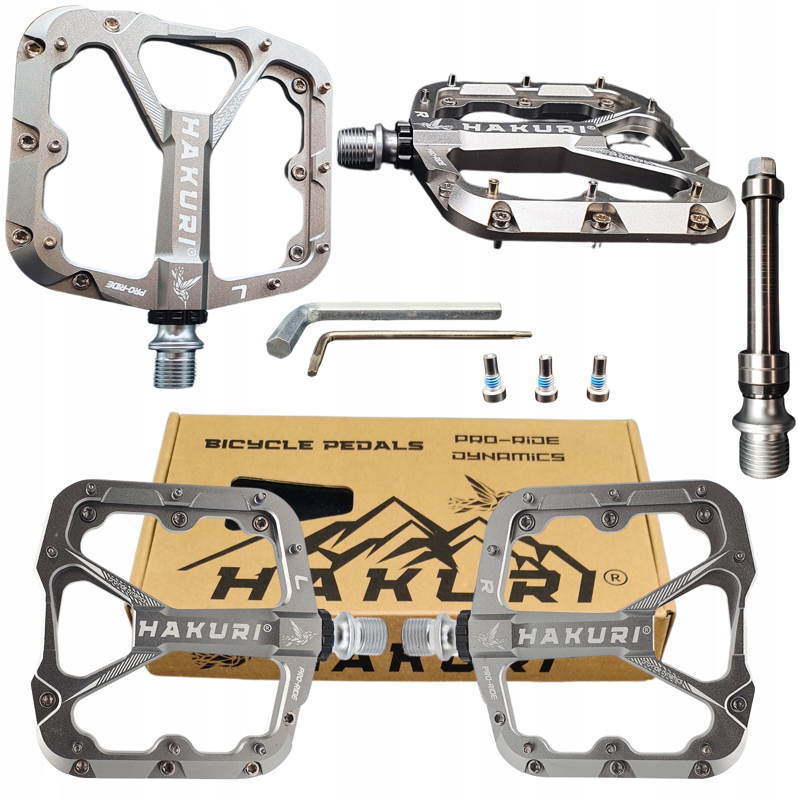 Pedały Rowerowe Aluminiowe 3 Łożyska Lekkie Platformowe Mtb Dh Trial Hakuri