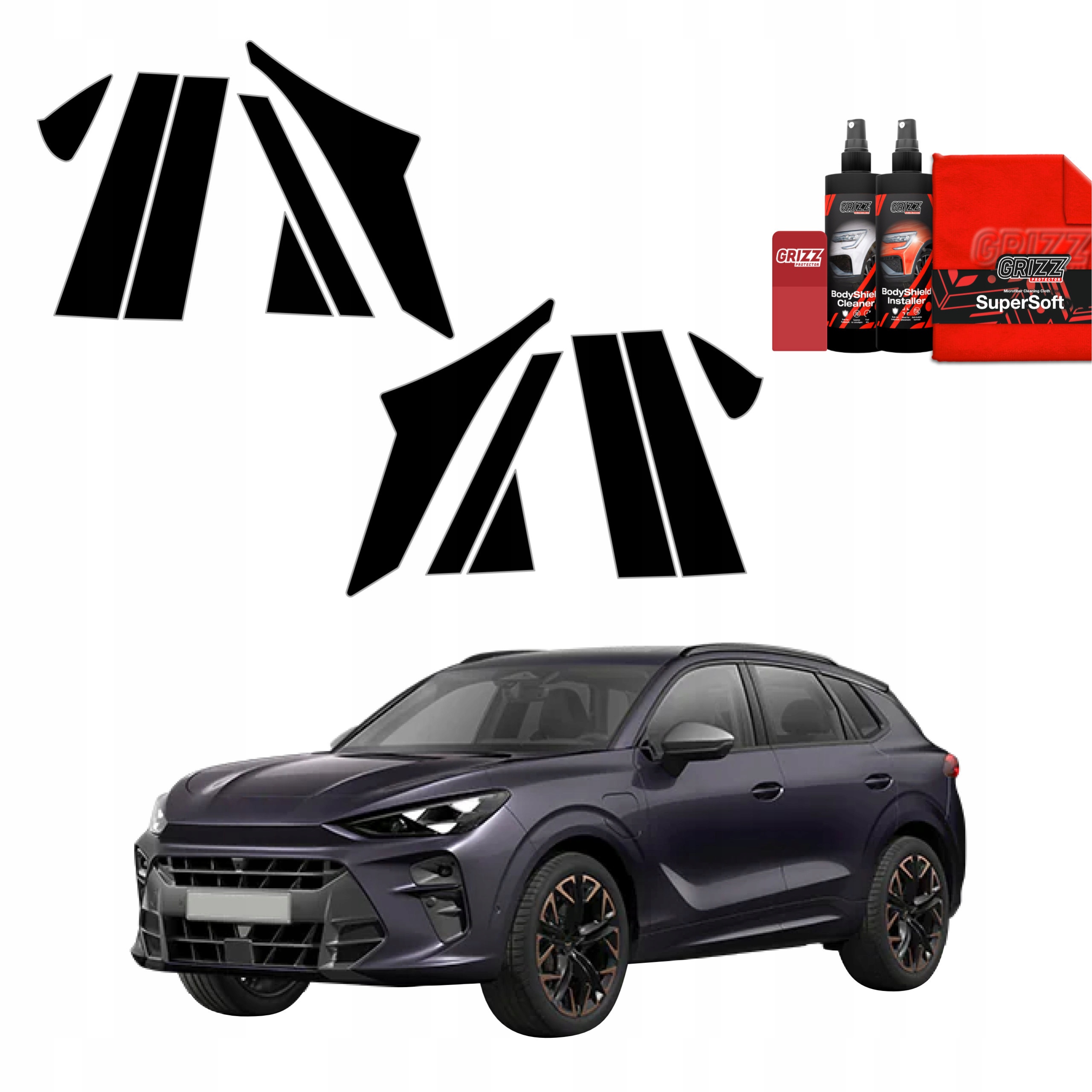 12v1 Černá fólie na sloupky pro Cupra Terramar (2024-2025)
